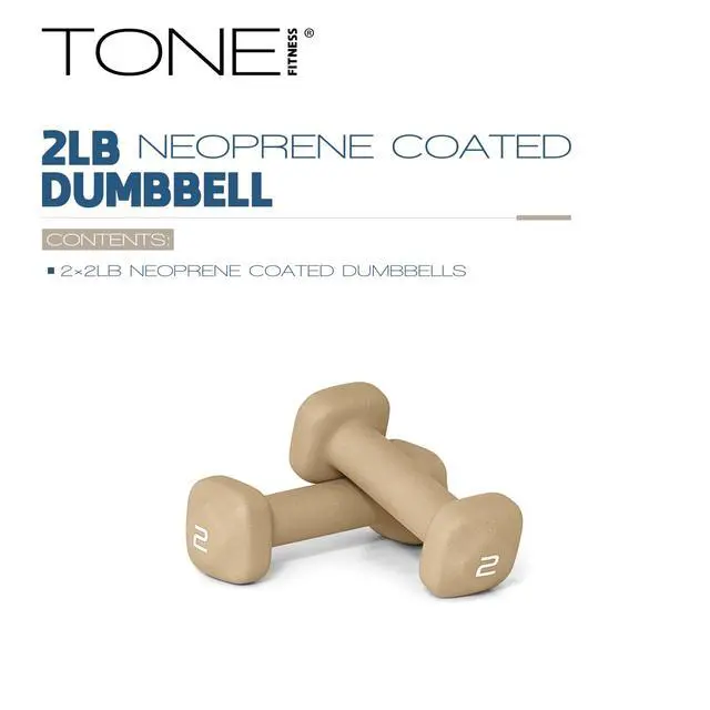 Alt view image 2 of 7 - 2 lb Neoprene Dumbbell Pair for Home Workouts Non-Slip Design - Beige