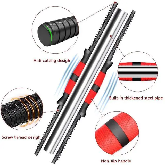 Alt view image 2 of 6 - Adjustable Dumbbell Handle Set for 1in Wide Weight Plates, Barbell Handles 15.74in with Connecting Rod and Nut Weightlifting Accessories for Training Sport Workout Gym