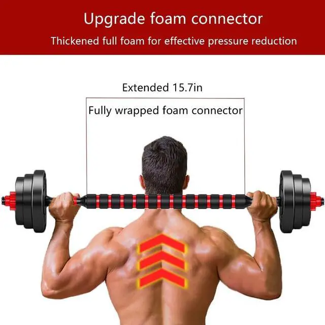 Alt view image 5 of 6 - Adjustable Dumbbell Handle Set for 1in Wide Weight Plates, Barbell Handles 15.74in with Connecting Rod and Nut Weightlifting Accessories for Training Sport Workout Gym