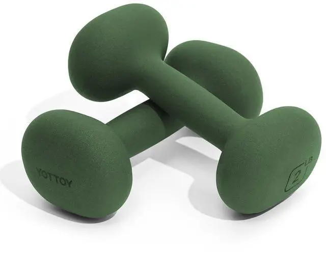 Main image of Weights Dumbbells Set for Women,2 Pound Dumbbells Set of 2, Non-Slip Hand Weights for Home Workouts, Portable Strength Training Neoprene dumbbell (Green, 2LB-Pair)