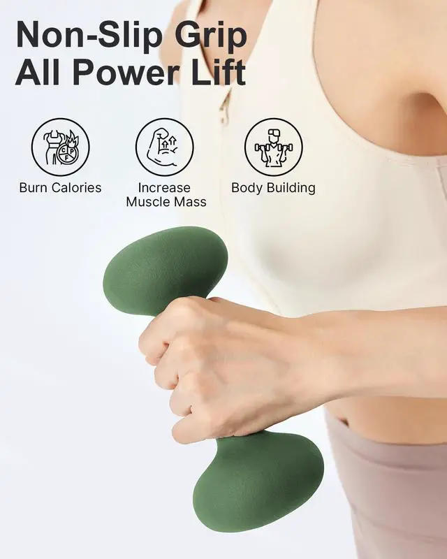 Alt view image 5 of 6 - Weights Dumbbells Set for Women,2 Pound Dumbbells Set of 2, Non-Slip Hand Weights for Home Workouts, Portable Strength Training Neoprene dumbbell (Green, 2LB-Pair)