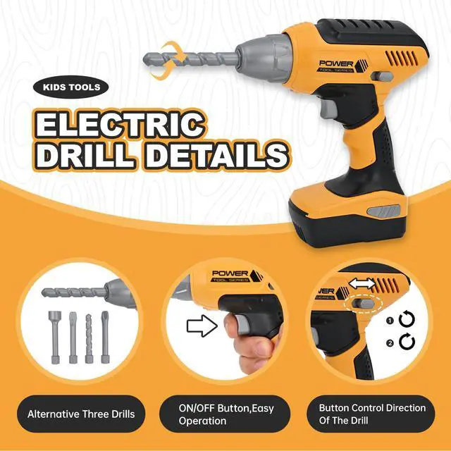 Alt view image 2 of 6 - Kids Tool Set for Boys,Toddler Tool Set with Kids Tool Box & Electronic Toy Drill,Construction Pretend Play Tools for Kids,Toys for 3 4 5 Year Old Boys,Toddler Boy Toys