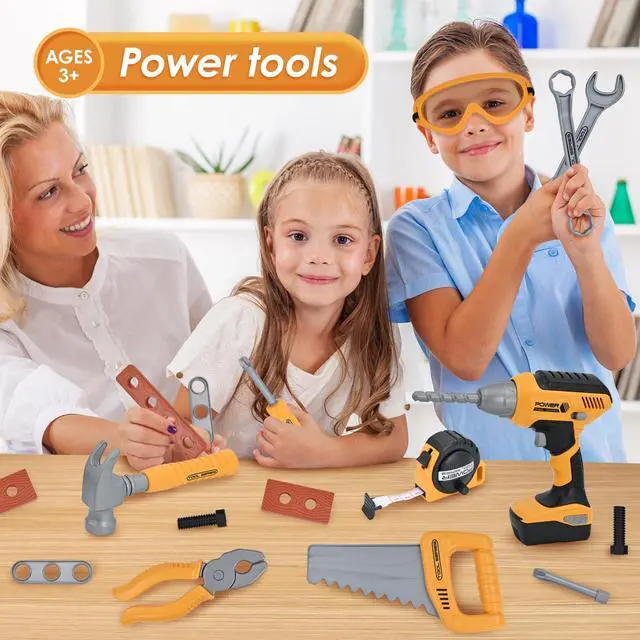 Alt view image 3 of 6 - Kids Tool Set for Boys,Toddler Tool Set with Kids Tool Box & Electronic Toy Drill,Construction Pretend Play Tools for Kids,Toys for 3 4 5 Year Old Boys,Toddler Boy Toys