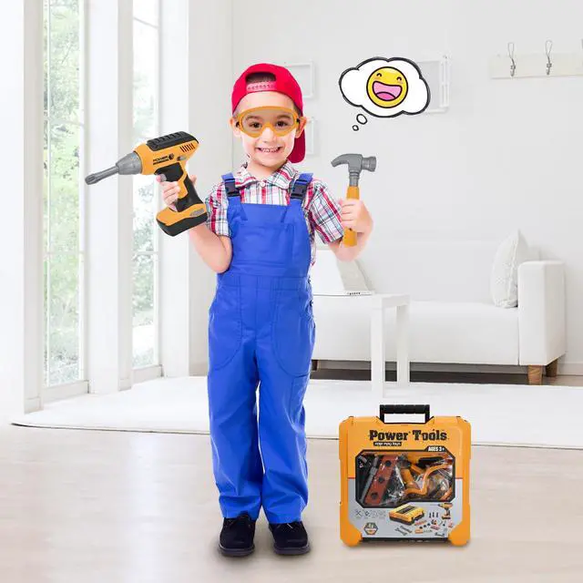 Alt view image 5 of 6 - Kids Tool Set for Boys,Toddler Tool Set with Kids Tool Box & Electronic Toy Drill,Construction Pretend Play Tools for Kids,Toys for 3 4 5 Year Old Boys,Toddler Boy Toys