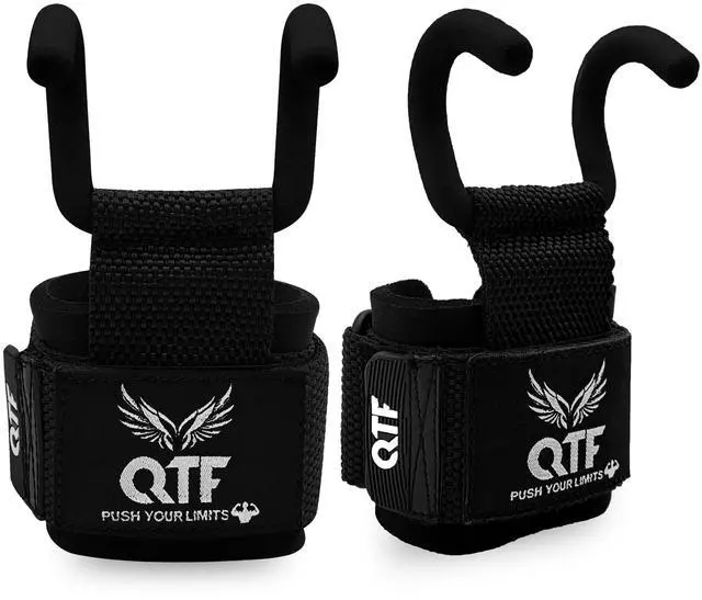 Main image of Weight Lifting Barbell Hooks Lifting Heavy Duty Deadlift Wrist Straps Men and Women Pull Ups Powerlifting and Gym Workouts grips (Black, Barbell Hook Straps)