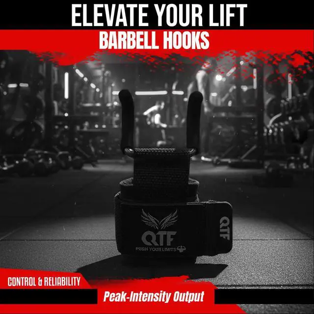 Alt view image 7 of 7 - Weight Lifting Barbell Hooks Lifting Heavy Duty Deadlift Wrist Straps Men and Women Pull Ups Powerlifting and Gym Workouts grips (Black, Barbell Hook Straps)