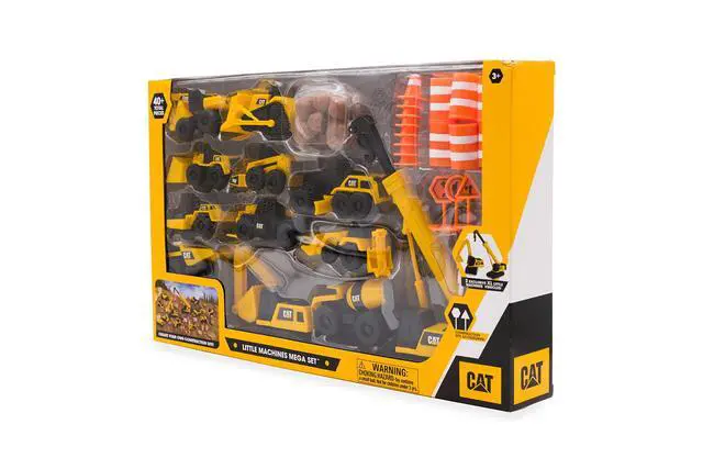Alt view image 4 of 5 - Construction Toys, Little Machines Mega Set 40+ Pieces with XL Crane & Excavator, 10 Mini Vehicles, Road Signs, Cones, Boulders & Barricades, Indoor/Outdoor STEM Toy for Kids Ages 3 +