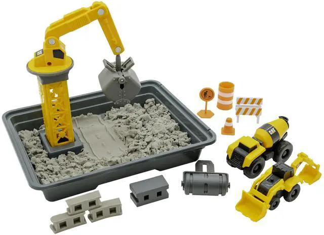 Main image of Dig N Build Concrete Playset 12-oz Moldable Concrete Compound, Crane, 2 Little Machines Vehicles, Construction Molds & Easy-Cleanup Tray, Sensory STEM Kit for Kids Ages 3 +