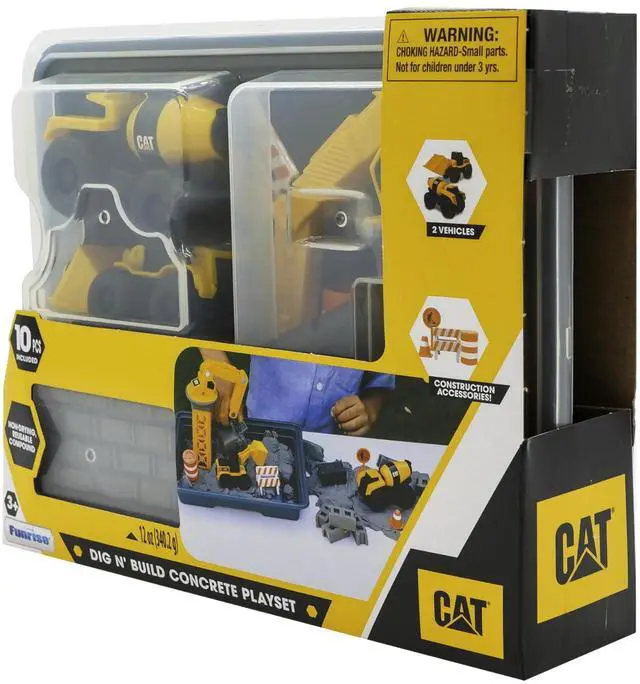 Alt view image 6 of 7 - Dig N Build Concrete Playset 12-oz Moldable Concrete Compound, Crane, 2 Little Machines Vehicles, Construction Molds & Easy-Cleanup Tray, Sensory STEM Kit for Kids Ages 3 +