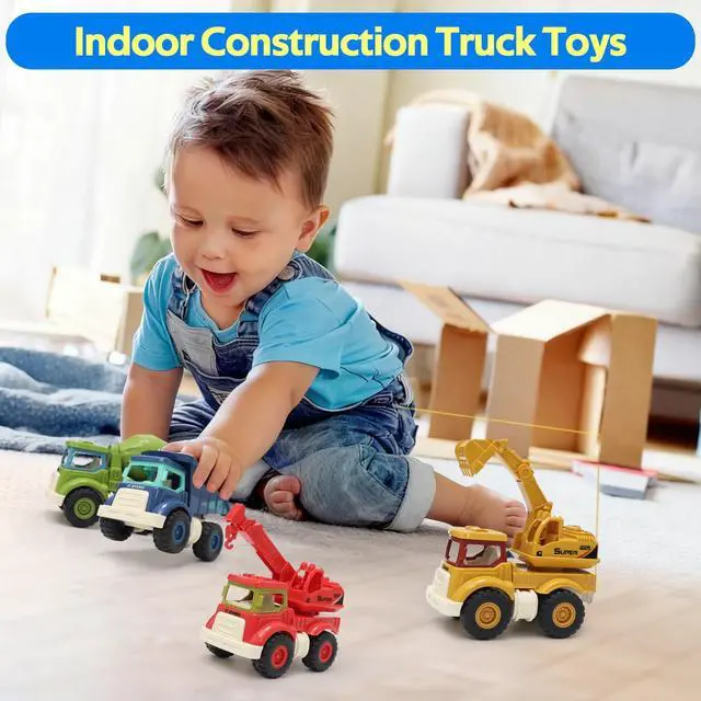 Alt view image 3 of 7 - Construction Toys for Toddlers 2 3 4 5 Years Old, Sandbox Excavator Toy with Construction Truck Vehicles Dump Crane Cement Mixer Truck Toys for Boys Girls Kids, Christmas Birthday Ideas Gifts