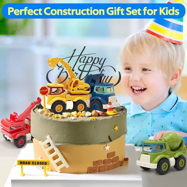 Alt view image 6 of 7 - Construction Toys for Toddlers 2 3 4 5 Years Old, Sandbox Excavator Toy with Construction Truck Vehicles Dump Crane Cement Mixer Truck Toys for Boys Girls Kids, Christmas Birthday Ideas Gifts
