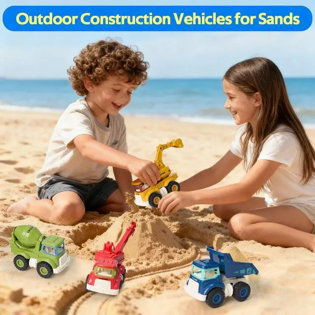 Alt view image 7 of 7 - Construction Toys for Toddlers 2 3 4 5 Years Old, Sandbox Excavator Toy with Construction Truck Vehicles Dump Crane Cement Mixer Truck Toys for Boys Girls Kids, Christmas Birthday Ideas Gifts