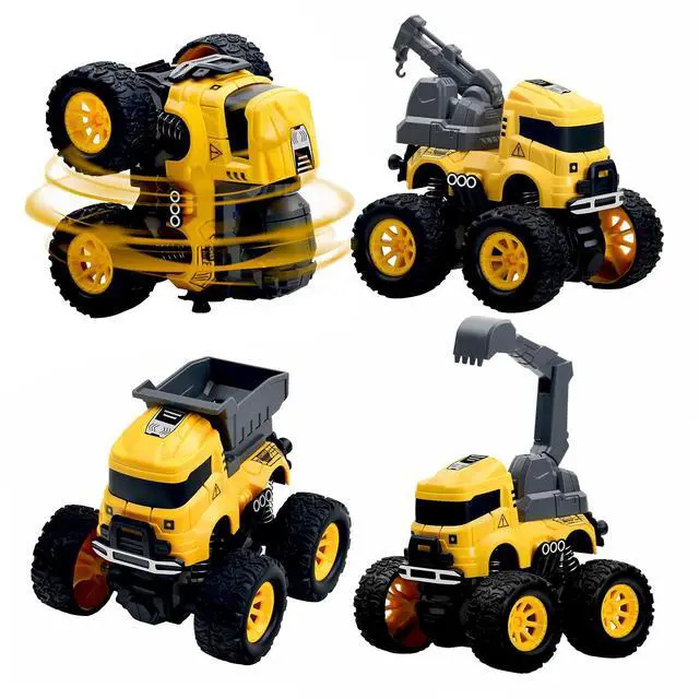 Main image of 4 Pcs Construction Monster Truck Toys, Monster Trucks Friction Powered Car