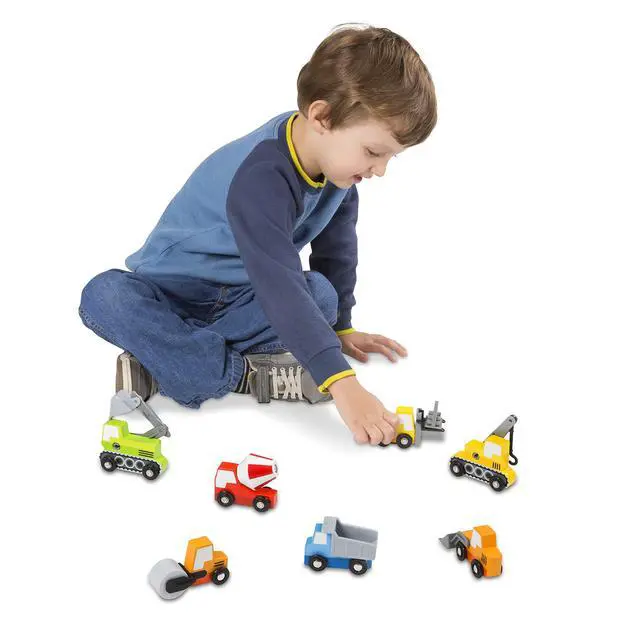 Alt view image 2 of 7 - Wooden Construction Site Vehicles with Wooden Storage Tray (8 pcs)