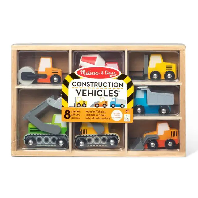 Alt view image 3 of 7 - Wooden Construction Site Vehicles with Wooden Storage Tray (8 pcs)