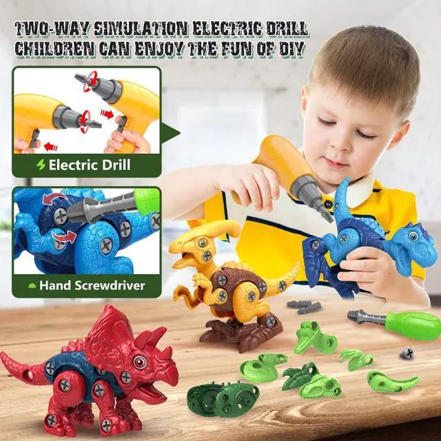 Alt view image 3 of 7 - Dinosaur Toys for 3, 4, 5, 6, 7 Year Old Boys, Take Apart Toys with Electric Drill for Kids, STEM Educational Construction Building Toy, Ideal Birthday Christmas Easter Gifts, Incl Tyrannosaurus Rex