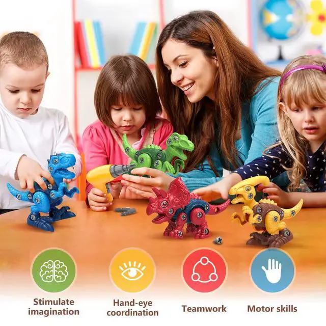 Alt view image 6 of 7 - Dinosaur Toys for 3, 4, 5, 6, 7 Year Old Boys, Take Apart Toys with Electric Drill for Kids, STEM Educational Construction Building Toy, Ideal Birthday Christmas Easter Gifts, Incl Tyrannosaurus Rex