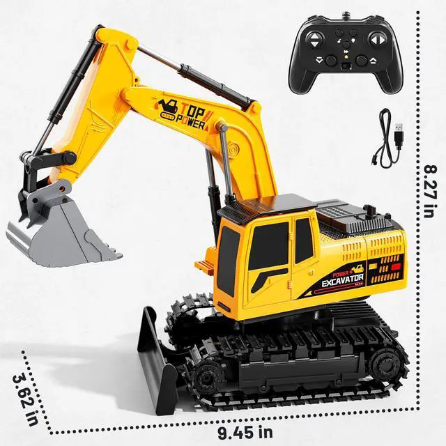 Alt view image 2 of 7 - Remote Control Excavator Toys for Boys Age 6-12, 11CH 2.4Ghz RC Sand Digger with Metal Shovel Lights/Sounds, Construction Truck Toys for Boys 3 4 5 6 7 8 9 10 11 12 Year Old Kids