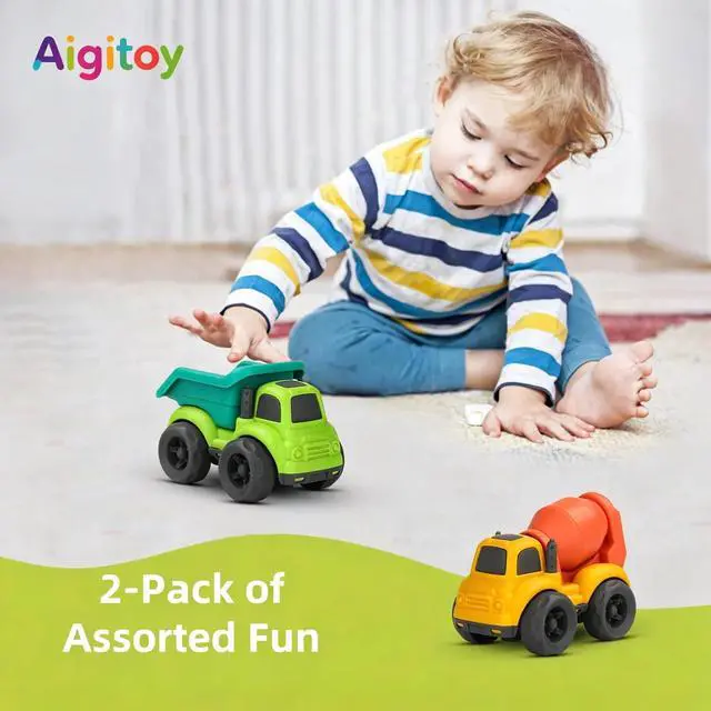 Alt view image 3 of 6 - Toddler Car Toys for 2-4 Years Old, Dump Truck, Mixer Cement Set