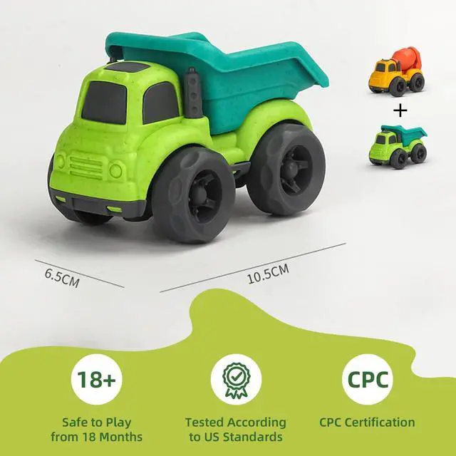 Alt view image 5 of 6 - Toddler Car Toys for 2-4 Years Old, Dump Truck, Mixer Cement Set