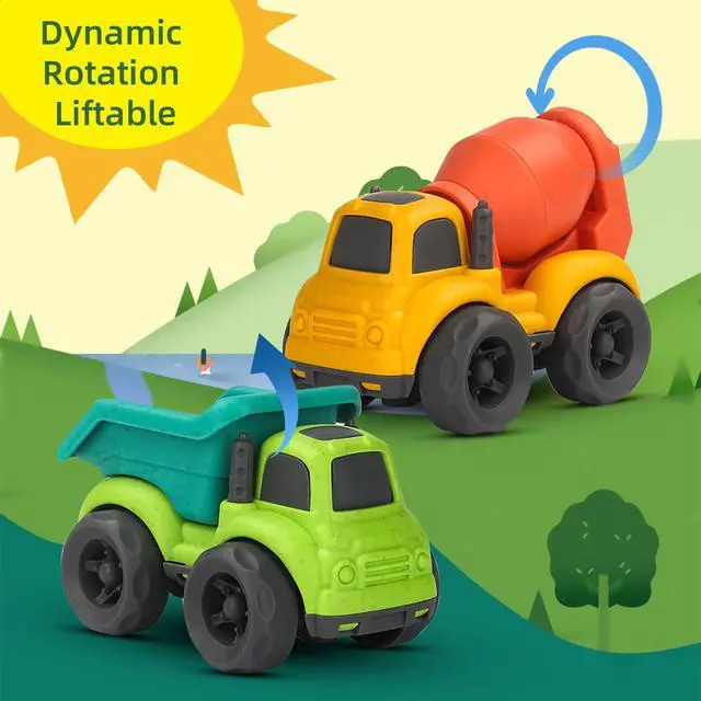 Alt view image 4 of 6 - Toddler Car Toys for 2-4 Years Old, Dump Truck, Mixer Cement Set