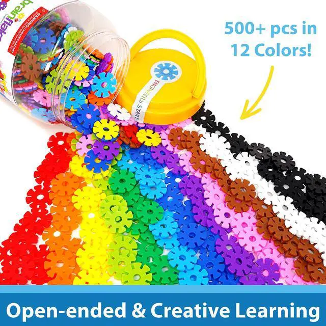 Alt view image 4 of 7 - 500 Piece Set, Ages 3+, Interlocking Plastic Disc Toy for Creative Building, Educational STEM Learning, Construction Block Play for Kids, Teens, Adults, Boys, and Girls