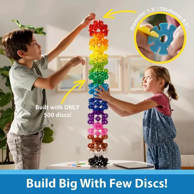 Alt view image 5 of 7 - 500 Piece Set, Ages 3+, Interlocking Plastic Disc Toy for Creative Building, Educational STEM Learning, Construction Block Play for Kids, Teens, Adults, Boys, and Girls