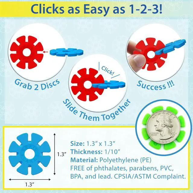 Alt view image 6 of 7 - 500 Piece Set, Ages 3+, Interlocking Plastic Disc Toy for Creative Building, Educational STEM Learning, Construction Block Play for Kids, Teens, Adults, Boys, and Girls