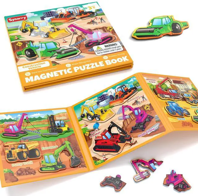 Main image of Construction Vehicle Toys Magnetic Puzzles for Kids Ages 3-5