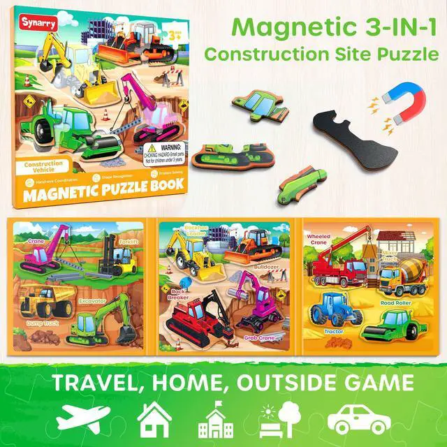 Alt view image 2 of 7 - Construction Vehicle Toys Magnetic Puzzles for Kids Ages 3-5