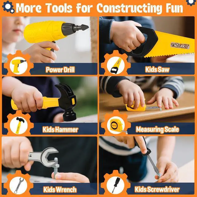 Alt view image 4 of 6 - Construction Worker Costume with Electric Drill for Kids Ages 4-12
