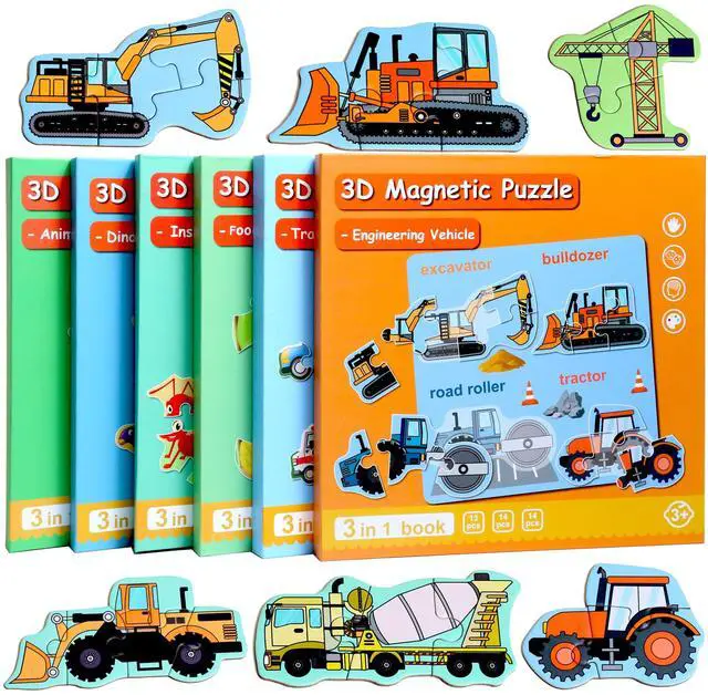 Main image of Magnetic Puzzles for Kids Ages 3-5, Travel Toddler Excavator Puzzle Toy