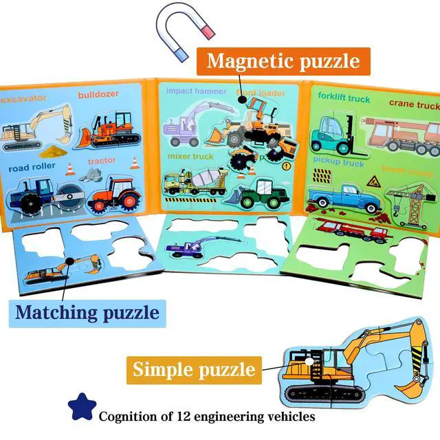 Alt view image 3 of 7 - Magnetic Puzzles for Kids Ages 3-5, Travel Toddler Excavator Puzzle Toy