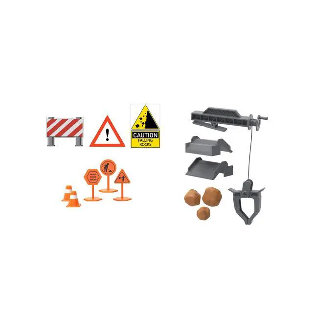 Alt view image 4 of 7 - Construction Toys, Store N Go Playset - Tin Travel Case Transforms into Multi-Level Worksite, Includes 2 Little Machines Vehicles & 10 + Accessories, Portable STEM Toy for Kids Ages 3 +