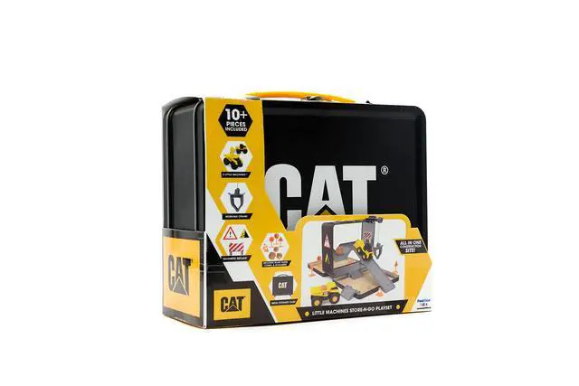 Alt view image 6 of 7 - Construction Toys, Store N Go Playset - Tin Travel Case Transforms into Multi-Level Worksite, Includes 2 Little Machines Vehicles & 10 + Accessories, Portable STEM Toy for Kids Ages 3 +