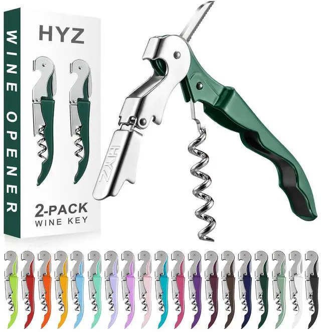 Main image of 2-Pack Wine Opener, Waiter Corkscrew Wine Key for Server, Dark Green