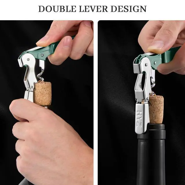 Alt view image 5 of 7 - 2-Pack Wine Opener, Waiter Corkscrew Wine Key for Server, Dark Green