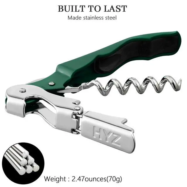 Alt view image 6 of 7 - 2-Pack Wine Opener, Waiter Corkscrew Wine Key for Server, Dark Green
