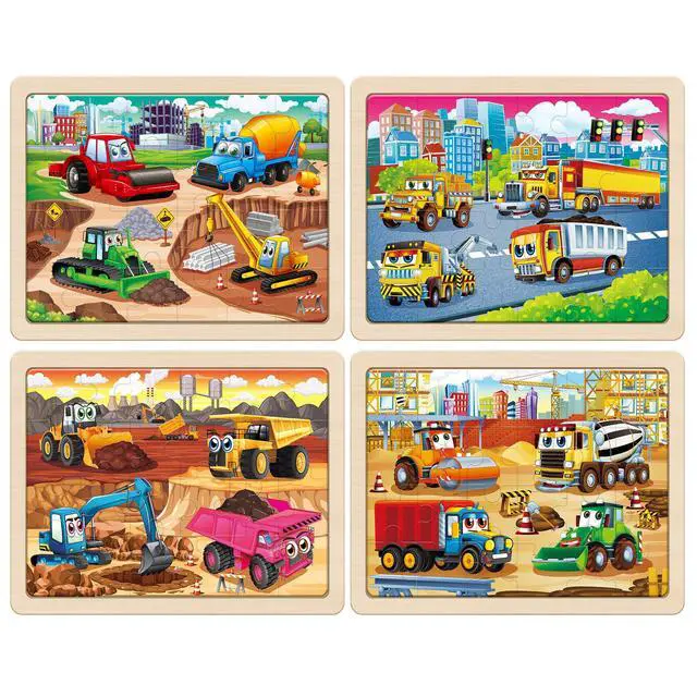 Alt view image 2 of 7 - Large Wooden Construction Vehicle Puzzles for Kids Ages 4-6