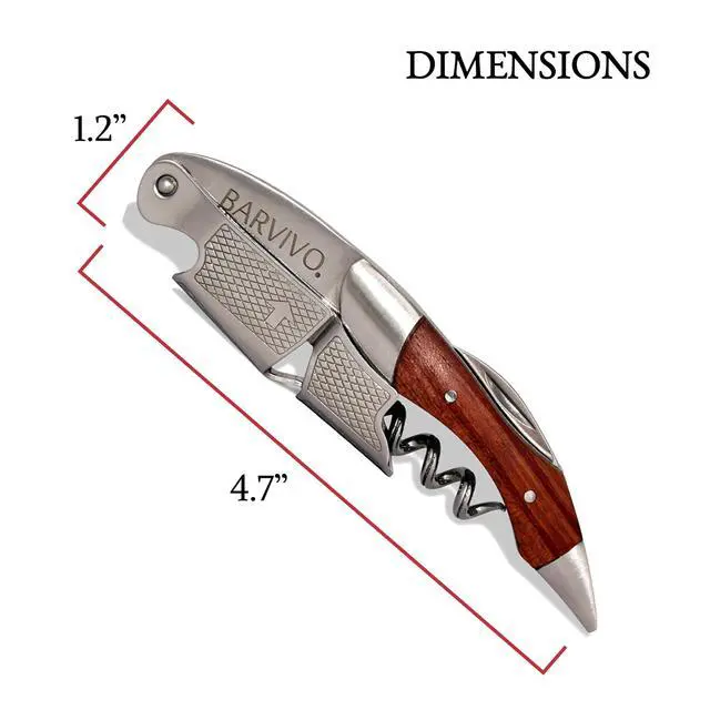Alt view image 3 of 6 - Black Resin Wine Opener with Foil Cutter Knife and Cap Remover, Double Hinged Manual Wine Key for Bartenders, Servers, Waiters, Stainless Steel Wine Bottle Opener Corkscrew