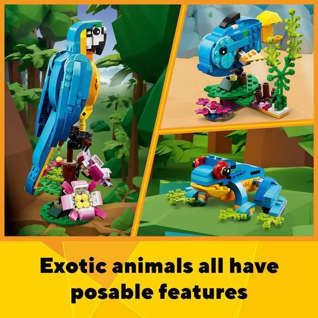 Alt view image 4 of 6 - Creator 3 in 1 Exotic Parrot Building Toy Set, Transforms to 3 Different Animal Figures - from Colorful Parrot, to Swimming Fish, to Cute Frog, Creative Toys for Kids Ages 7 and Up, 31136