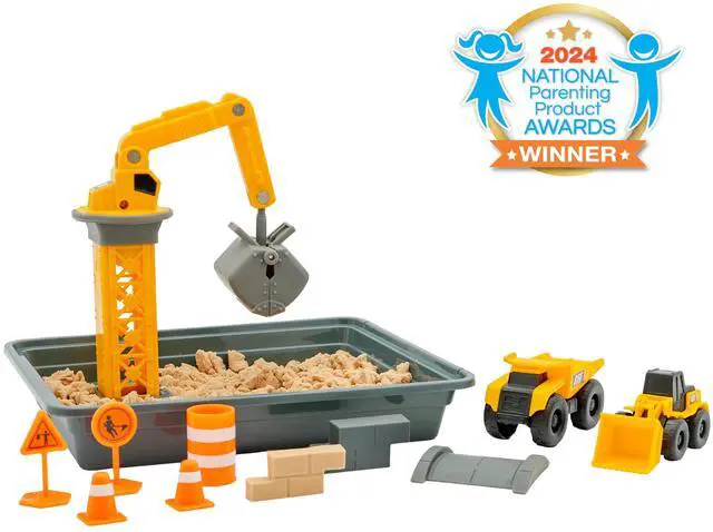 Alt view image 2 of 7 - Dig N Build Dirt Playset 12 oz Moldable Dirt Compound, Working Crane, 2 Little Machines Vehicles, Construction Molds & Easy-Cleanup Tray, Sensory STEM Toy for Kids Ages 3 +