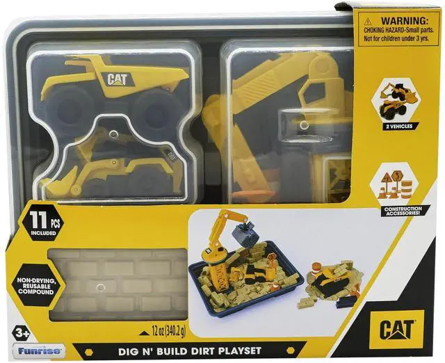 Alt view image 6 of 7 - Dig N Build Dirt Playset 12 oz Moldable Dirt Compound, Working Crane, 2 Little Machines Vehicles, Construction Molds & Easy-Cleanup Tray, Sensory STEM Toy for Kids Ages 3 +