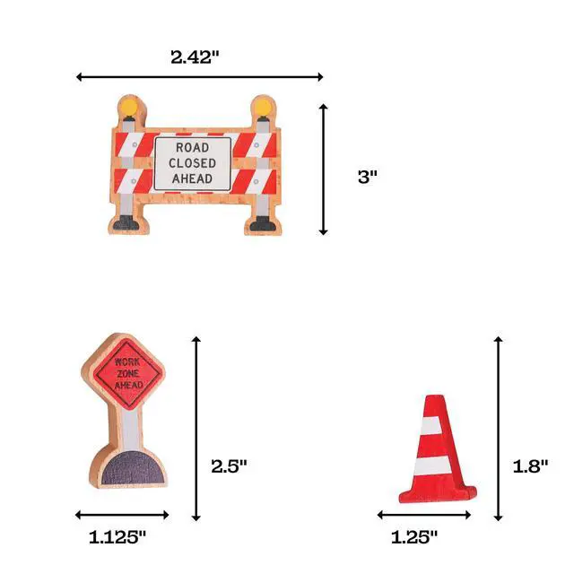 Alt view image 6 of 7 - 16 Pc Wooden Construction Signs and Traffic Cones - Construction Site Road Signs -Community Helpers Educational Preschool Street Track Accessories