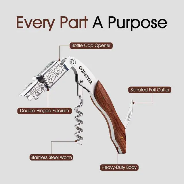 Alt view image 2 of 7 - 3 Pcs Wine Opener, Waiter Corkscrew Wine Key for Servers, Classic Rosewood