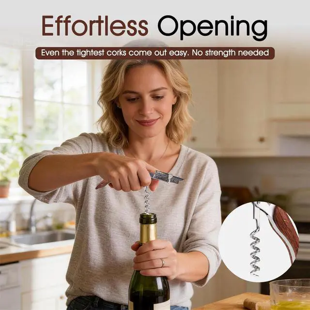 Alt view image 5 of 7 - 3 Pcs Wine Opener, Waiter Corkscrew Wine Key for Servers, Classic Rosewood