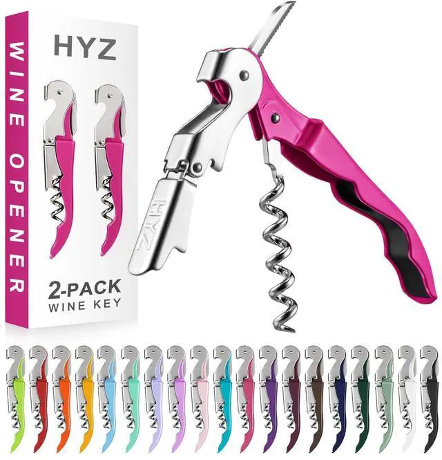 Main image of 2-Pack Wine Opener, Waiter Corkscrew Wine Key for Server, Fuchsia