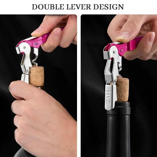 Alt view image 4 of 7 - 2-Pack Wine Opener, Waiter Corkscrew Wine Key for Server, Fuchsia
