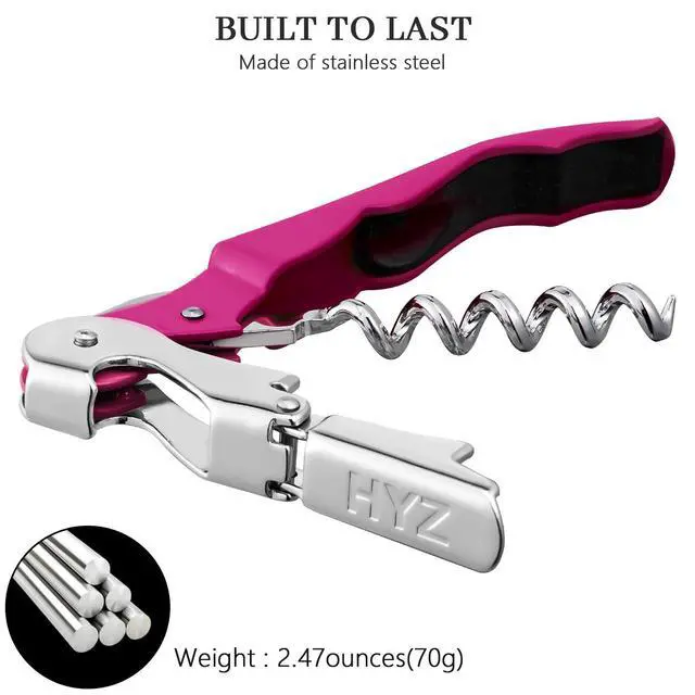 Alt view image 6 of 7 - 2-Pack Wine Opener, Waiter Corkscrew Wine Key for Server, Fuchsia