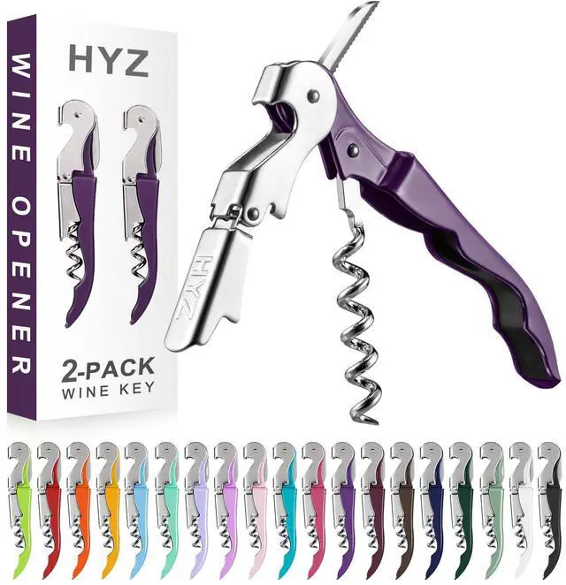 Main image of 2-Pack Wine Opener, Waiter Corkscrew Wine Key for Server, Plum